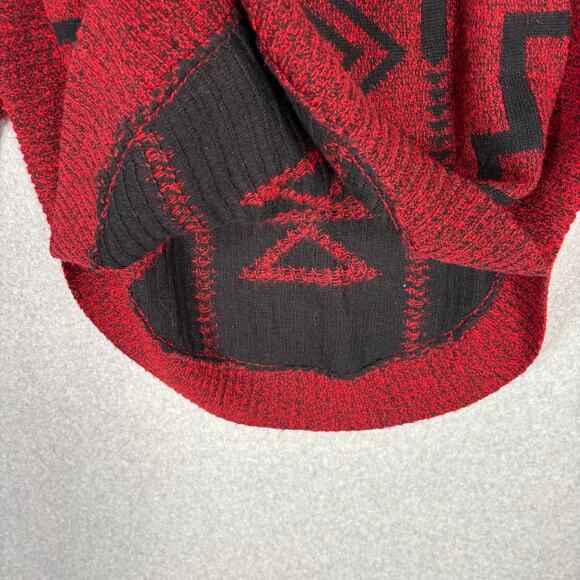Express Sweater Women XS Red Black Wool Mohair Aztec Southwestern Tribal Slouchy - Picture 6 of 10